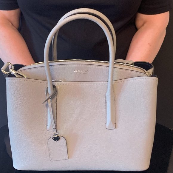 Kate Spade Margaux Medium Satchel Bag True Taupe Crossbody Gray - Picture 5 of 14